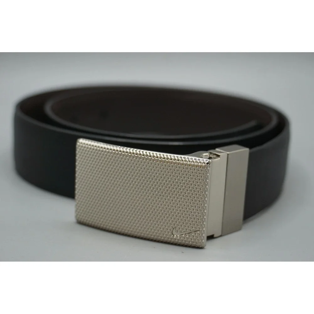 Nike Mens Reversible Golf Belt Black Brown Silver Plaque Buckle S 30-32 AB1022